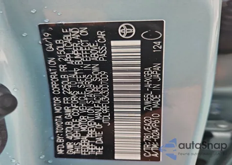 2019 Toyota Prius z USA, uszkodzony, nr VIN JTDL9RFU3K3007009